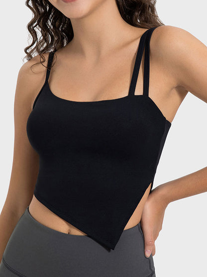 Slit Asymmetrical Neck Active Top