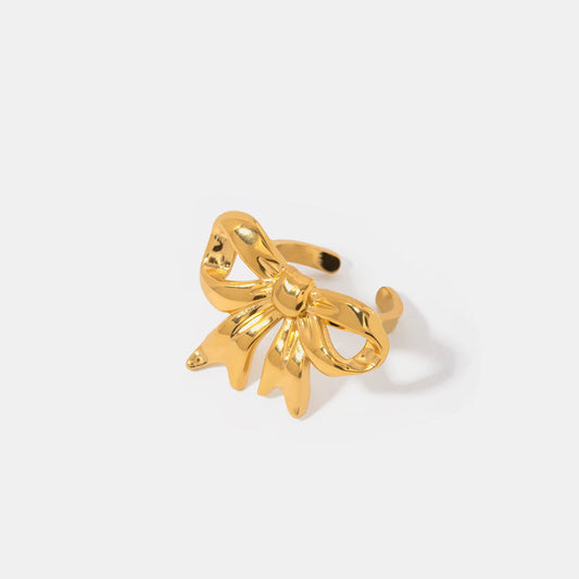 Luxe 18K Gold Plated Bow Ring featuring a delicate bow design in polished gold.