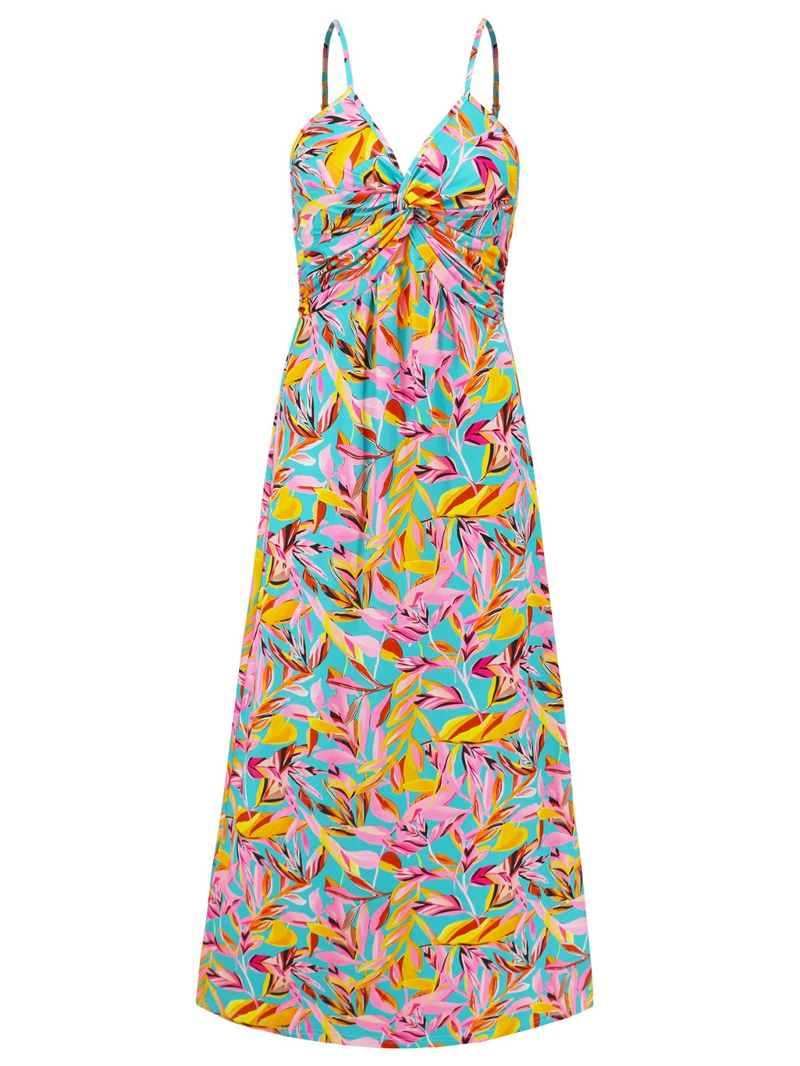 Twisted Printed V-Neck Cami Dress - Elegant Aura Boutique