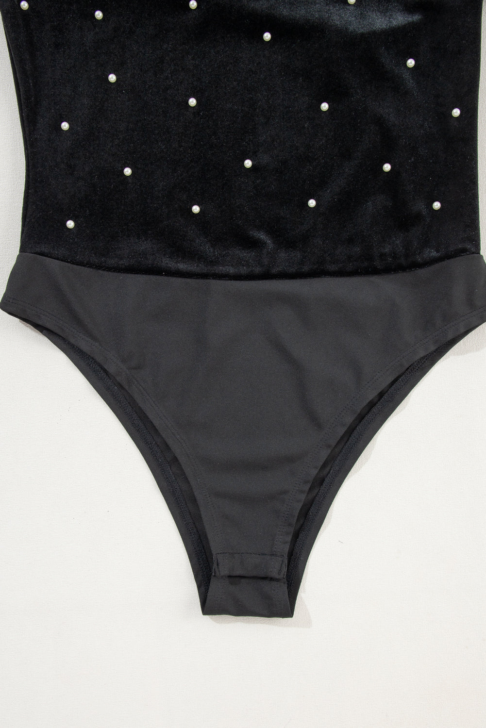 Pearl Detail Velvet Bodysuit