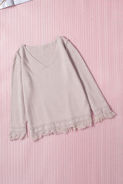 Exposed Seam V-Neck Knit Top