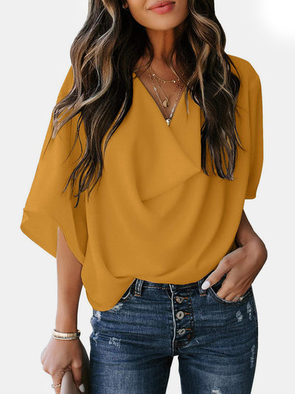 Full Size Cowl Neck Blouse