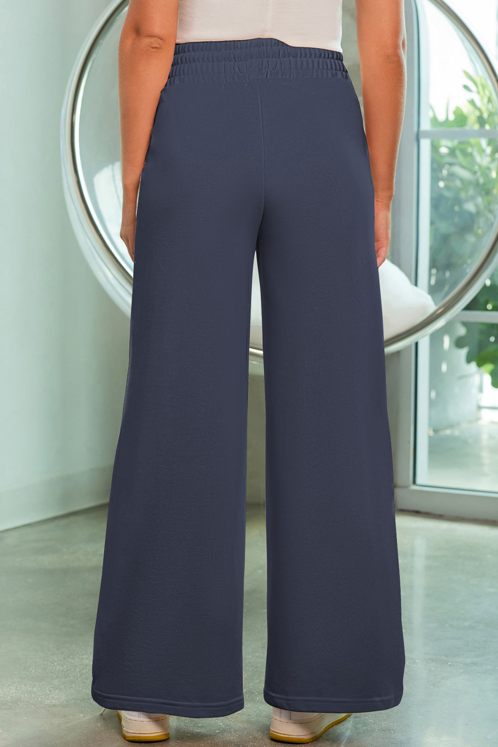 Drawstring Wide Leg Pants with Pockets - Elegant Aura Boutique