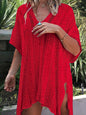 Cutout V-Neck Cover-Up with Tassel - Elegant Aura Boutique