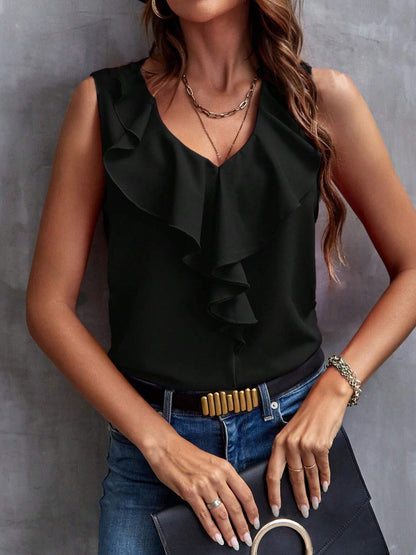 Ruffled V-Neck Blouse