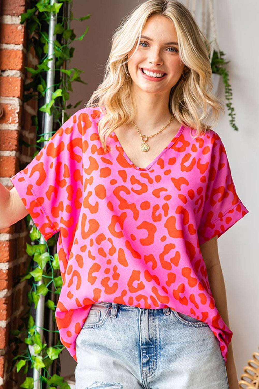 First Love Leopard V-Neck Top