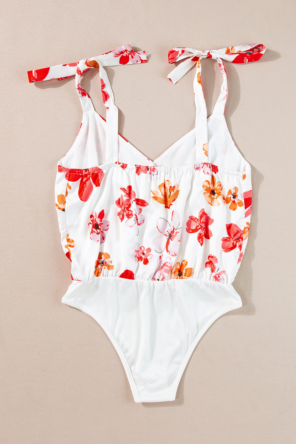 Tied Printed Sleeveless Bodysuit