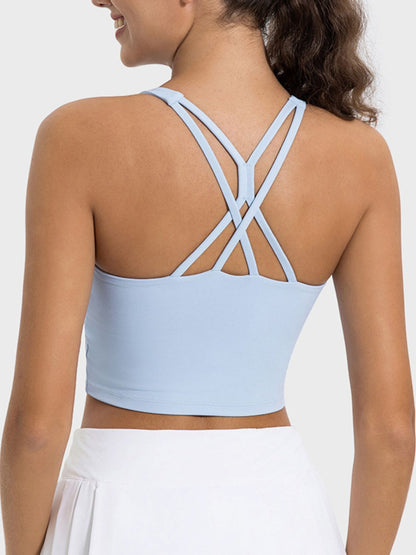 Crisscross Round Neck Active Top