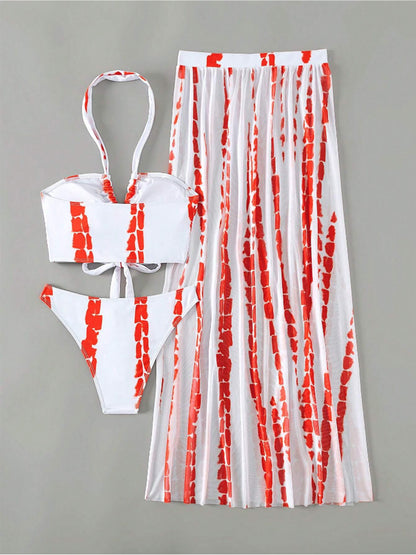 Radiant Halter Neck Three-Piece Swim Set