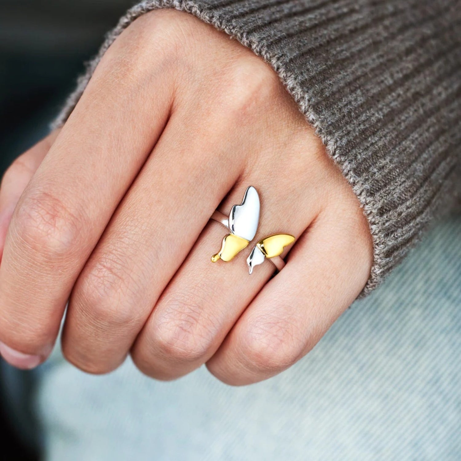 Gold/Silver Butterfly Ring - Elegant Aura Boutique