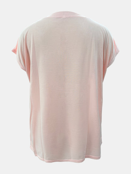 Casual Round Neck Cap Sleeve T-Shirt