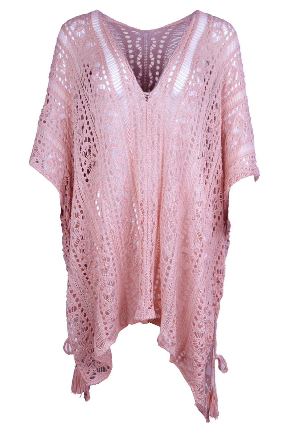 Cutout V-Neck Cover-Up with Tassel - Elegant Aura Boutique