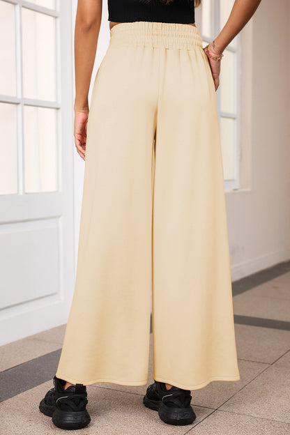 Drawstring Wide Leg Pants with Pockets - Elegant Aura Boutique