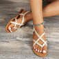 Leather Crisscross Flat Sandals