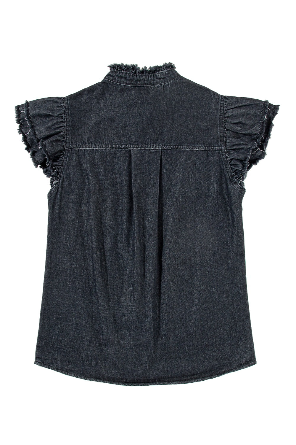 Raw Hem Button Up Denim Top