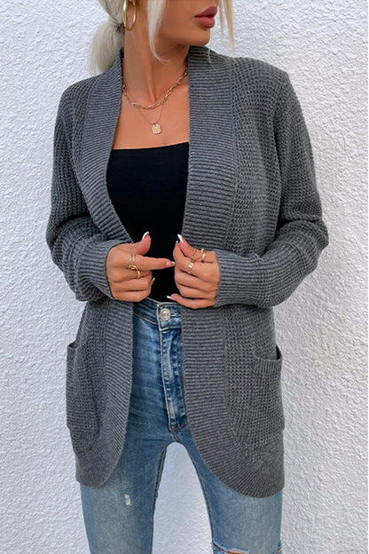 Rib-Knit Cardigan with Pockets