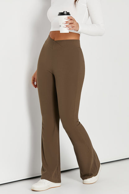 Elastic Waist Bootcut Pants - Elegant Aura Boutique