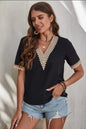 Graceful Lace Detail V-Neck Top