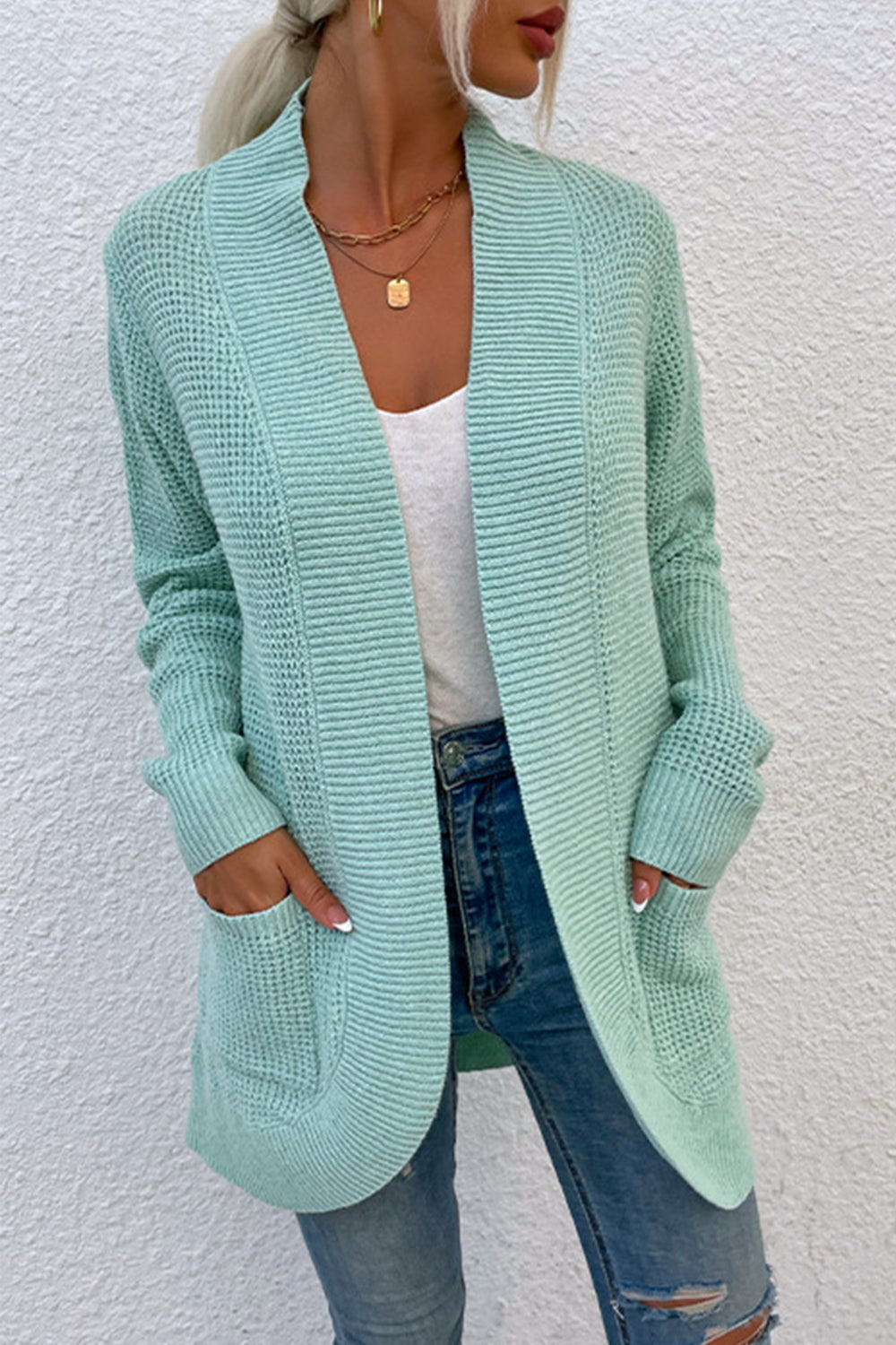 Rib-Knit Cardigan with Pockets