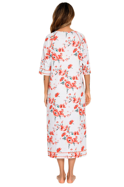 Printed Slit Night Dress - Elegant Aura Boutique