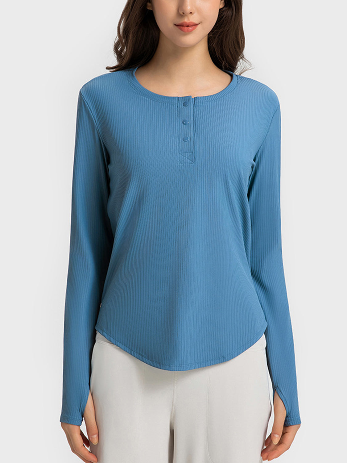 Round Neck Long Sleeve Active Top