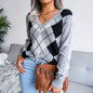 Geometric V-Neck Sweater