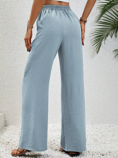 Wide Leg Drawstring Pants - Elegant Aura Boutique