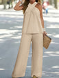 Crisscross Sleeveless Top and Wide Leg Pants Set