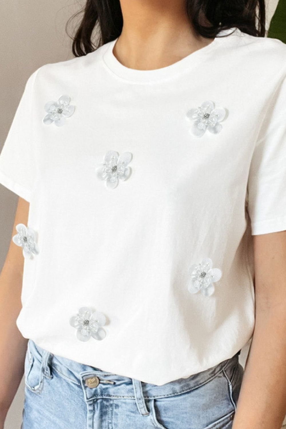 Flower Round Neck T-Shirt