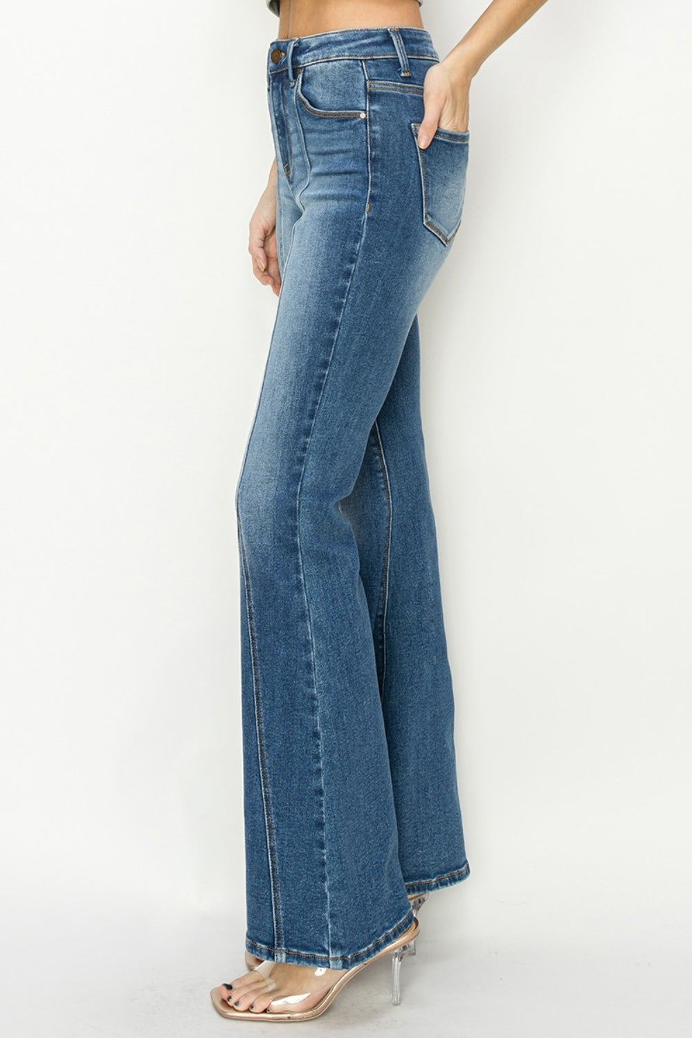 High Rise Front Detailed Flare Jeans