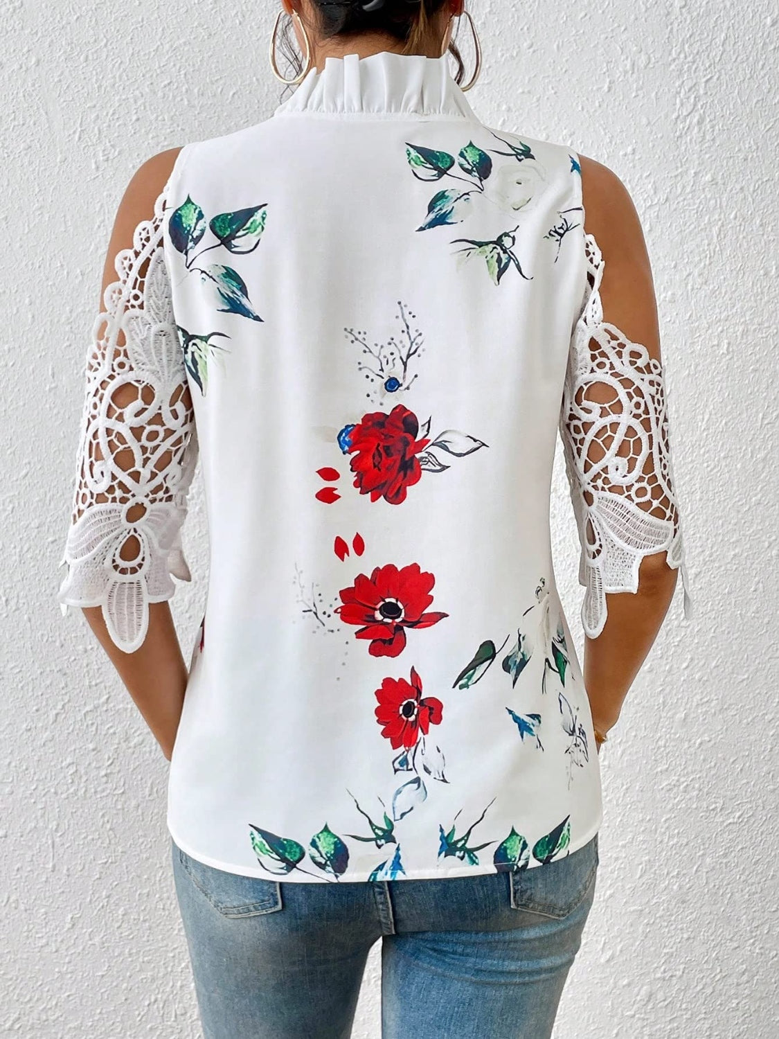 Lace Printed Half Sleeve Blouse