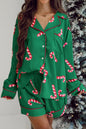 Candy Cane Long Sleeve Top and Shorts Lounge Set