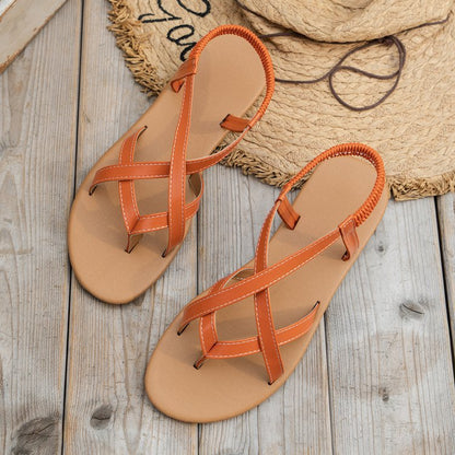 Leather Crisscross Flat Sandals