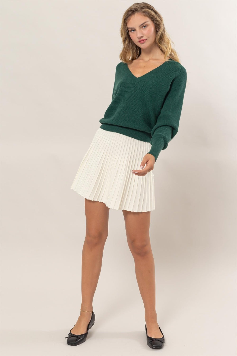 High Waist Pleated Mini Skirt