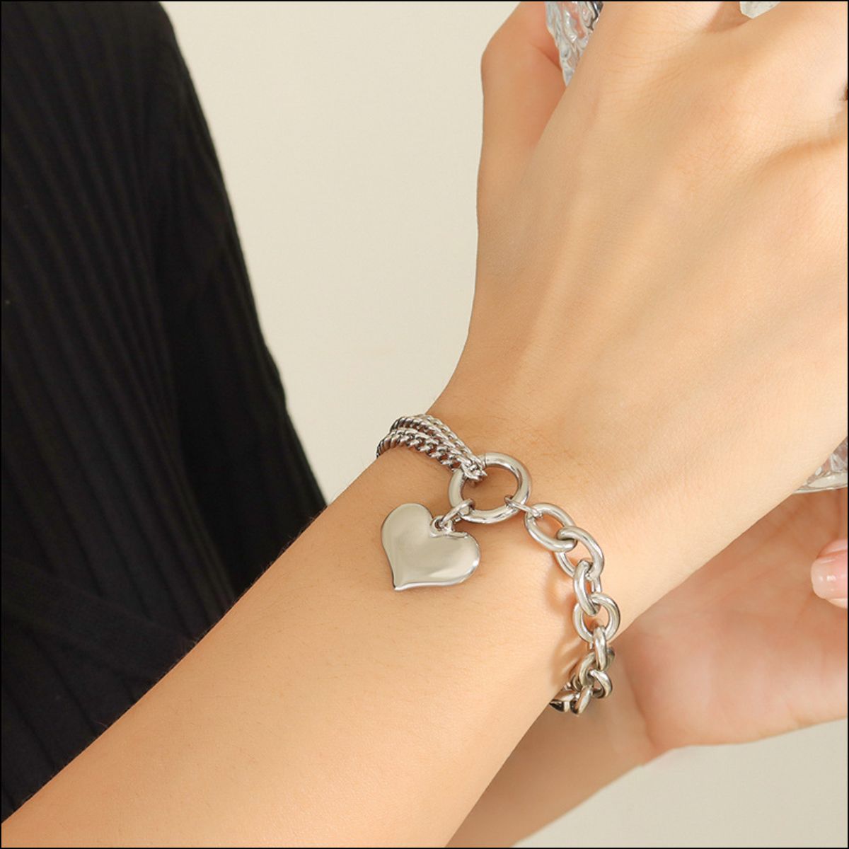 Half Chunky Titanium Steel Bracelet - Elegant Aura Boutique