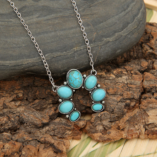 Turquoise Alloy Pendant Necklace