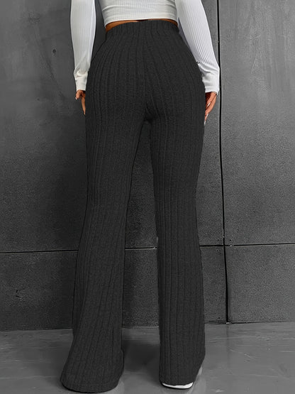 Ribbed High Waist Pants - Elegant Aura Boutique