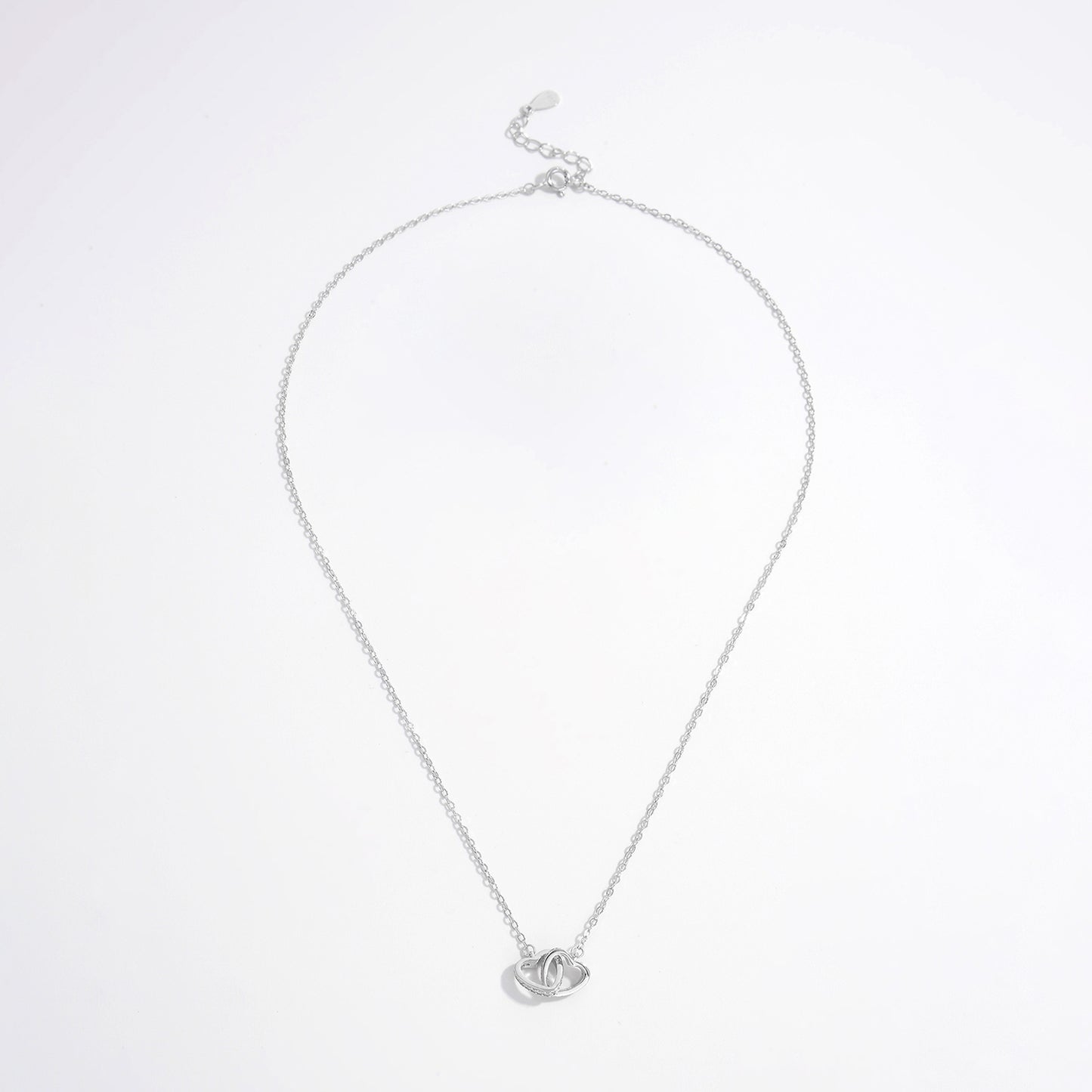 Sterling Silver Inlaid Zircon Heart Necklace