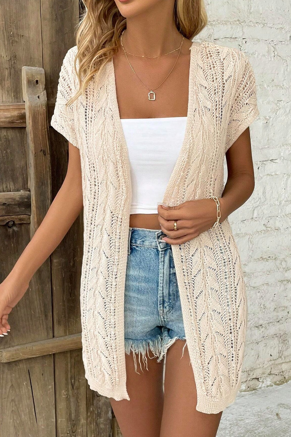 Knit Short Sleeve Cardigan