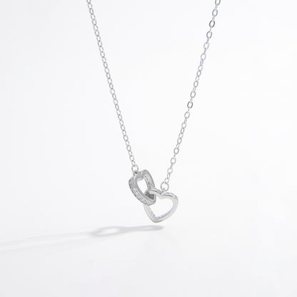 Sterling Silver Inlaid Zircon Heart Necklace