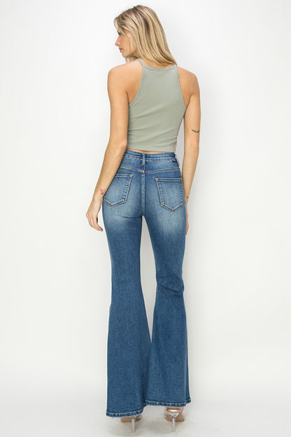 High Rise Front Detailed Flare Jeans