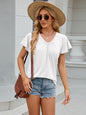 Ruched V-Neck Casual Tee