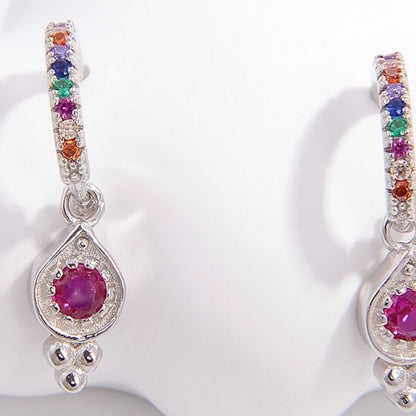 Sterling Silver Inlaid Zircon Earrings