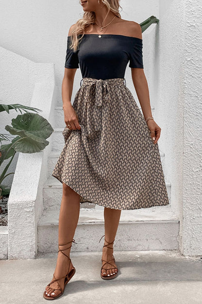 Tie Belt Off-Shoulder Dress