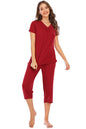 V-Neck Short Sleeve Top and Pants Lounge Set - Elegant Aura Boutique