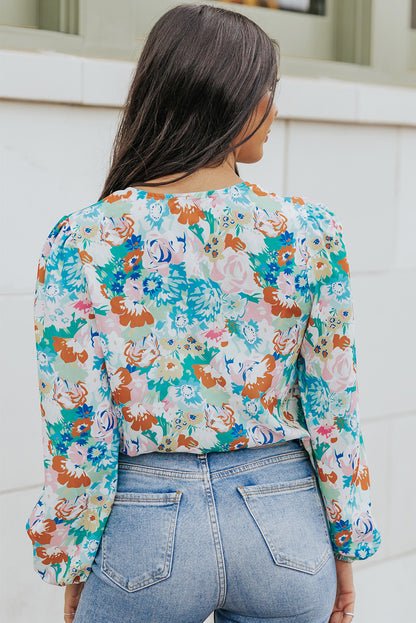 Floral Balloon Sleeve Bodysuit