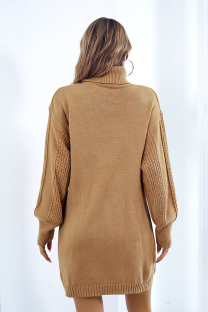 Turtleneck Long Sleeve Sweater Dress