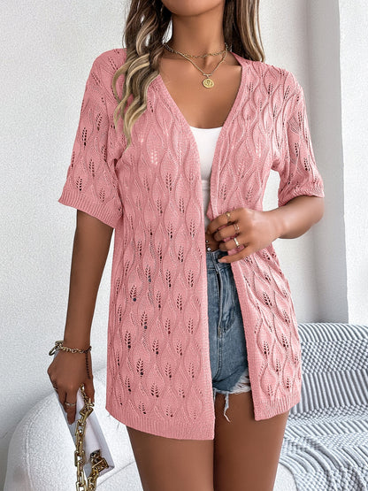 Flower Knit Short Sleeve Cardigan