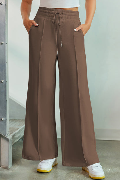 Drawstring Wide Leg Pants with Pockets - Elegant Aura Boutique