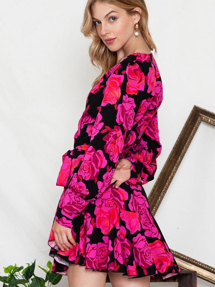 Floral Print Long Sleeve Dress